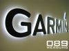 LED Leuchtbuchstaben GARMIN in Garching bei Mnchen. Einzelbuchstaben Vollacryl 40 mm lichtdicht ablackiert.