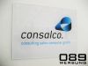 Fa. CONSALCO, Firmenschild, Digitaldruck hinterklebt, frei nicht sichbar montiert, edles Design mit polierten Kanten, von 089Werbung Mnchen.