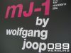 mj - 1, Wolfgang joop, Ausstellungsschild, f�r Messe, Dibond, kaschiert Buchstaben im Folienplot, von 089Werbung M�nchen.
