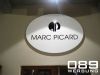 Ladenschild Marc Picard aus Acryl in Form geschnitten, Frontbeleuchtung, von 089Werbung M�nchen.